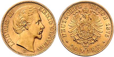 Bayern, Ludwig II. 1864-1886 GOLD - Münzen, Medaillen und Papiergeld