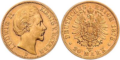 Bayern, Ludwig II. 1864-1886 GOLD - Münzen, Medaillen und Papiergeld