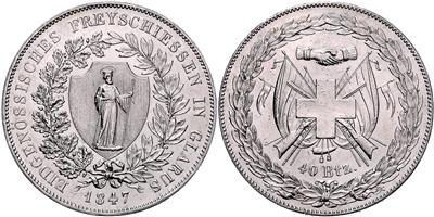 Eidgenössisches Freyschiessen in Glarus - Münzen, Medaillen und Papiergeld