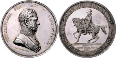 Enthüllung des Denkmals für Feldmarschall Karl Fürst zu Schwarzenberg in Wien am 20. Oktober 1867 - Mince, medaile a papírové peníze