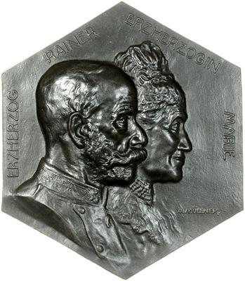 Erzherzog Rainer und Erzherzogin Marie, Diamantene Hochzeit 1912 - Mince, medaile a papírové peníze