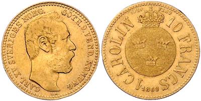 Karl XV, 1859-1872, GOLD - Münzen, Medaillen und Papiergeld