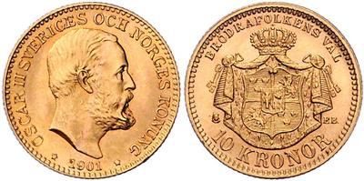 Oskar II. 1872-1907, GOLD - Münzen, Medaillen und Papiergeld