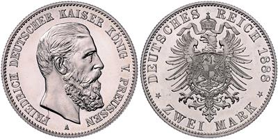 Preussen, Friedrich 1888 - Mince, medaile a papírové peníze
