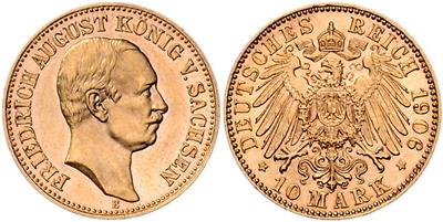 Sachsen, Friedrich August III. 1904-1918, GOLD - Mince, medaile a papírové peníze