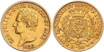 Sardinien, Karl Felix 1821-1831 GOLD - Coins, medals and paper money