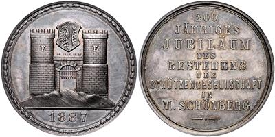 Schönberg (Sumperk), 200 Jahre Schützengesellschaft 1887 - Mince, medaile a papírové peníze