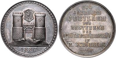 Schönberg (Sumperk), 200 Jahre Schützengesellschaft 1887 - Coins, medals and paper money