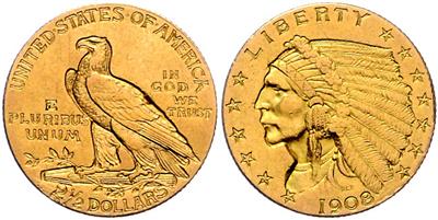 U. S. A. GOLD - Coins, medals and paper money