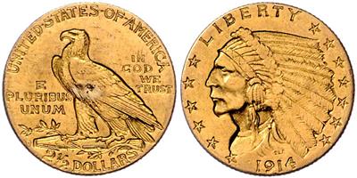 U. S. A. GOLD - Coins, medals and paper money