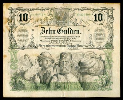 10 Gulden 1863 - Mince, medaile a papírové peníze