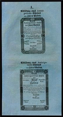 Circular-Verordnung: Anticipationsscheine zu 2 und 5 Gulden 1813 - Coins, medals and paper money