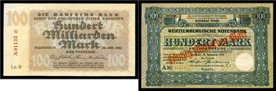 kleine Sammlung deutscher Länderbanknoten - Coins, medals and paper money