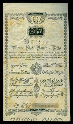 Wiener Stadt Banco 10 Gulden 1800 - Münzen, Medaillen und Papiergeld