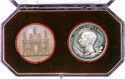 Rückkehr von Kaiser Franz Josef I. von seiner Ungarnreise und seinen feierlichen Einzug in Wien am 14. August 1852 - Monete