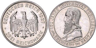3 Mark 1927 F, Univ. Tübingen - Münzen