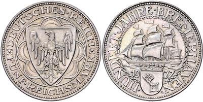 5 Mark 1927 A, Bremerhaven - Münzen