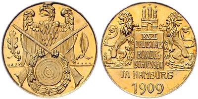 Hamburg, XVI. Deutsches Bundesschießen 1909 GOLD - Monete