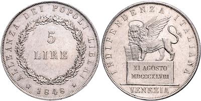 5 Lire 1848 V, Venedig - Coins and medals