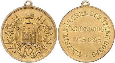 Eggenburg- 200jähriger Bestand des k. k. priveligiertem bürgerlichen Schützenkorps 1895 - Mince a medaile