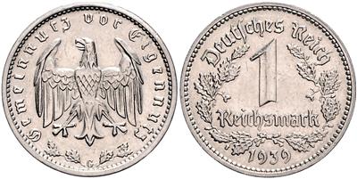 1 Reichsmark 1939 G, Karlsruhe - Münzen und Medaillen