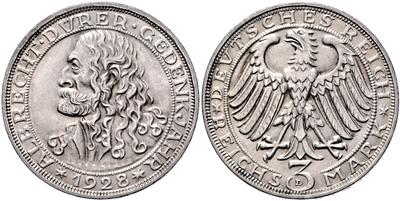 3 RM 1928 D, 400. Todestag Albrecht Dürers - Münzen und Medaillen