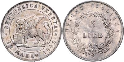 5 Lire 1848 V, Venedig - Mince a medaile