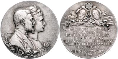 Louis Philippe Robert Duc D'Orleans und Erzherzogin Maria Dorothea Amalia von Österreich - Coins and medals