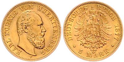 Württemberg, Karl I. 1864-1891, GOLD - Mince a medaile