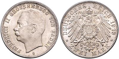 Baden, Friedrich II. 1907-1918 - Monete e medaglie