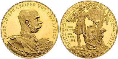 Mährisch Ostrau, VI. Mährisches Landesschießen v. 28. Juni bis 7. Juli 1896 GOLD - Coins and medals