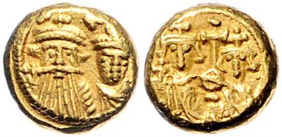Constans II. 641-668 mit Constantin IV., Heraclius und Tiberius. GOLD - Münzen und Medaillen