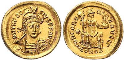 Theodosius II. 402-450 GOLD - Coins and medals