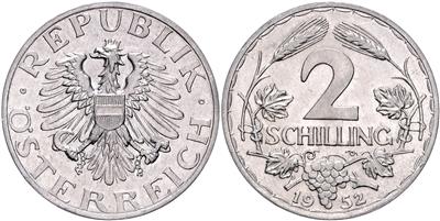ALU 2 Schilling 1952 - Mince, medaile a papírové peníze