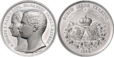 Franz Josef I. und Elisabeth, Vermählung 1854 - Münzen, Medaillen und Papiergeld