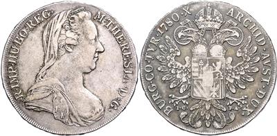 Maria Theresia nach 1780 - Münzen, Medaillen und Papiergeld