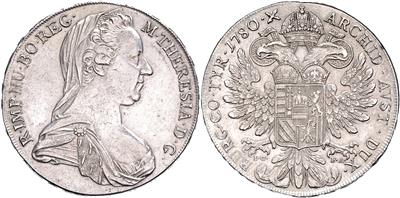 Maria Theresia nach 1780 - Mince, medaile a papírové peníze