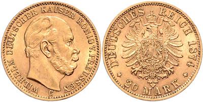 Preussen, Wilhelm I. 1861-1888 GOLD - Mince, medaile a papírové peníze