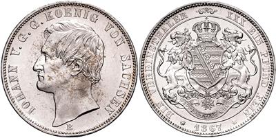 Sachsen, Johann 1854-1873 - Münzen, Medaillen und Papiergeld