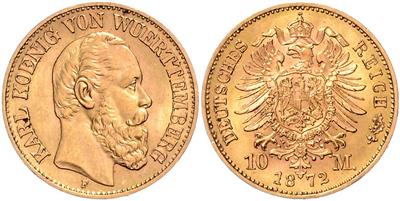 Württemberg, Karl 1864-1891 GOLD - Coins, medals and paper money