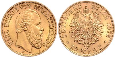 Württemberg, Karl 1864-1891 GOLD - Münzen, Medaillen und Papiergeld