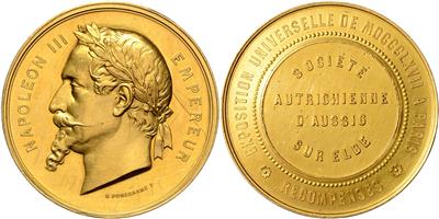 Frankreich, Weltausstellung 1867 in Paris GOLD - Münzen, Medaillen und Papiergeld