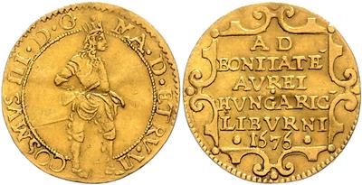 Livorno, Großherzog Cosimo III. von Medici 1670-1723, GOLD - Münzen, Medaillen und Papiergeld