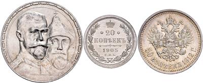 Nikolaus II. 1894-1917 - Mince, medaile a papírové peníze