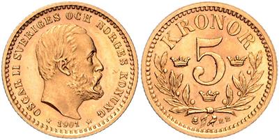 Oskar II. 1872-1907 GOLD - Münzen, Medaillen und Papiergeld