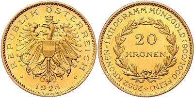 1. Republik 1919-1934, GOLD - Monete e medaglie - Collezione di monete d'oro e pezzi d'argento selezionati