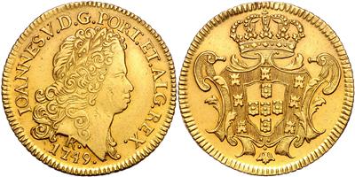 Johann V. 1706-1750, GOLD - Coins and medals - Collection of gold coins and selected silver pieces