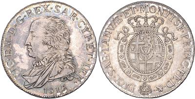 Königreich Sardinien, Vittorio Emanuele I. 1814-1821 - Monete e medaglie - Collezione di monete d'oro e pezzi d'argento selezionati
