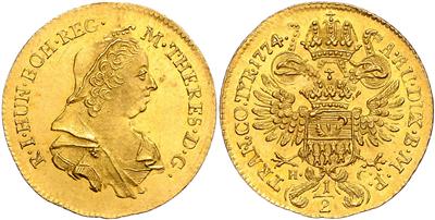 Maria Theresia 1740-1780, GOLD - Mince a medaile - Sbírka zlatých mincí a vybraných stříbrných mincí