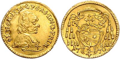 Salzburg, Sigismund III. Graf von Schrattenbach 1753-1771, GOLD - Monete e medaglie - Collezione di monete d'oro e pezzi d'argento selezionati